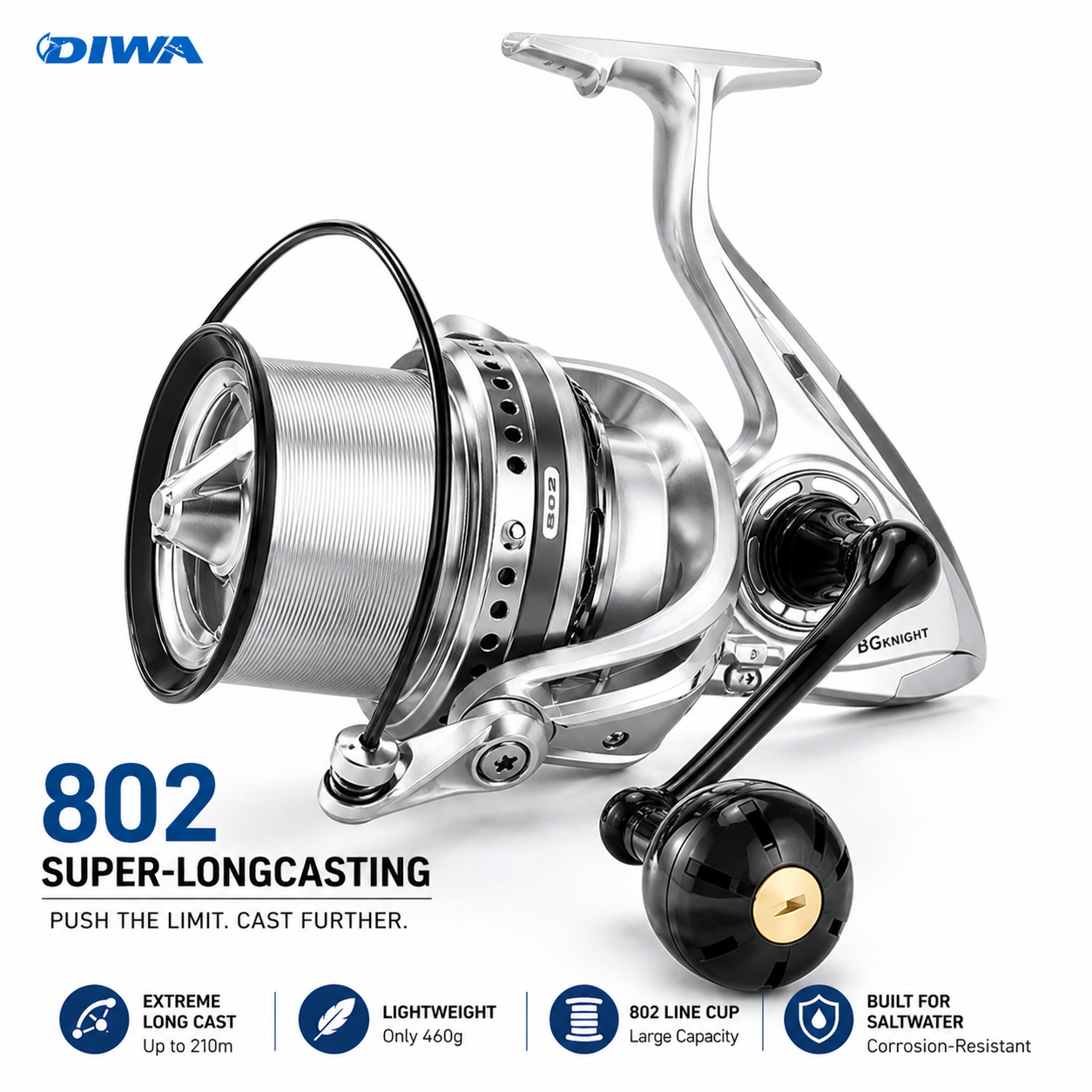 DIWA White Knight 801 Long-Cast Surf Reel – 210 m Casting Test – LURE HUB
