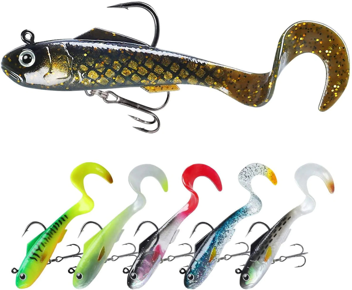 TRUSCEND Soft Plastic Curly Tail Swimbait Bass Fishing Lure – LURE HUB