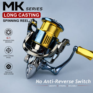 backplay anti reverse fishing reel MK Series Long-Cast Spinning Reel – No Anti-Reverse Switch