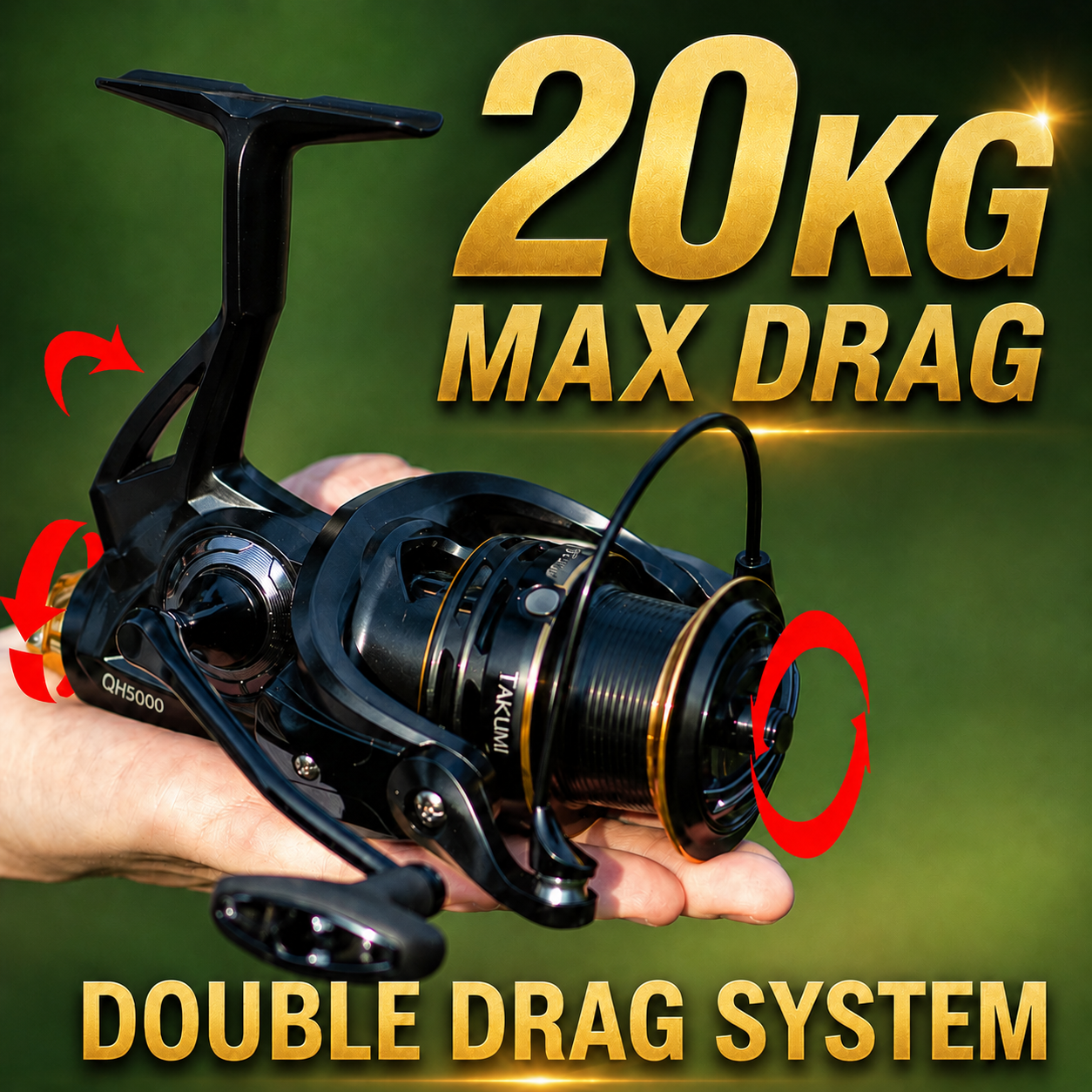 20 kg Double-Drag Saltwater Spinning Reel with Spare Spool