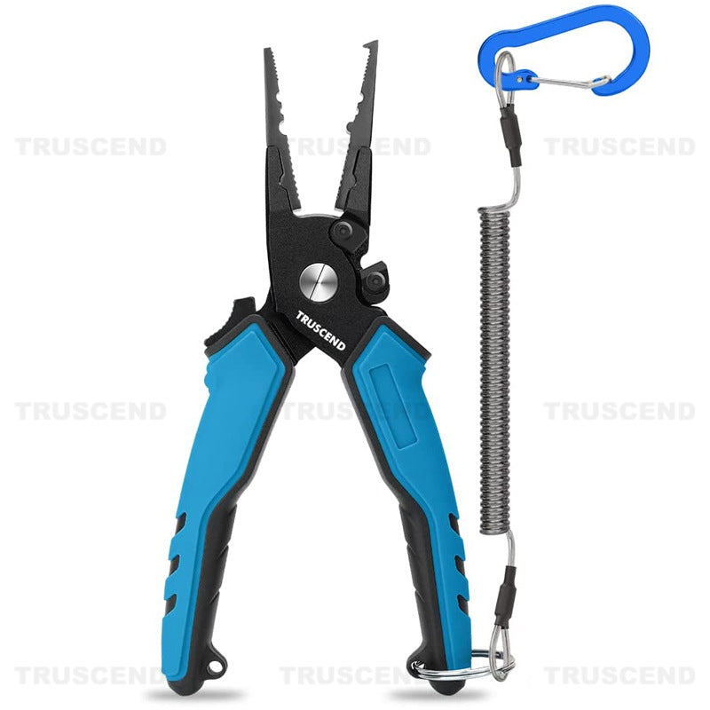 TRUSCEND Multi-Functional Fishing Pliers with Hook Tyer, Fish Gripper, and Aluminum Alloy Construction