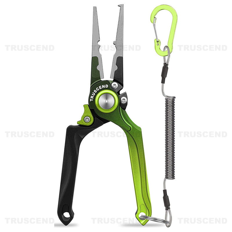 TRUSCEND Multi-Functional Fishing Pliers with Hook Tyer, Fish Gripper, and Aluminum Alloy Construction