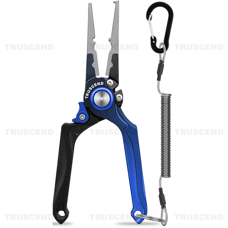 TRUSCEND Multi-Functional Fishing Pliers with Hook Tyer, Fish Gripper, and Aluminum Alloy Construction