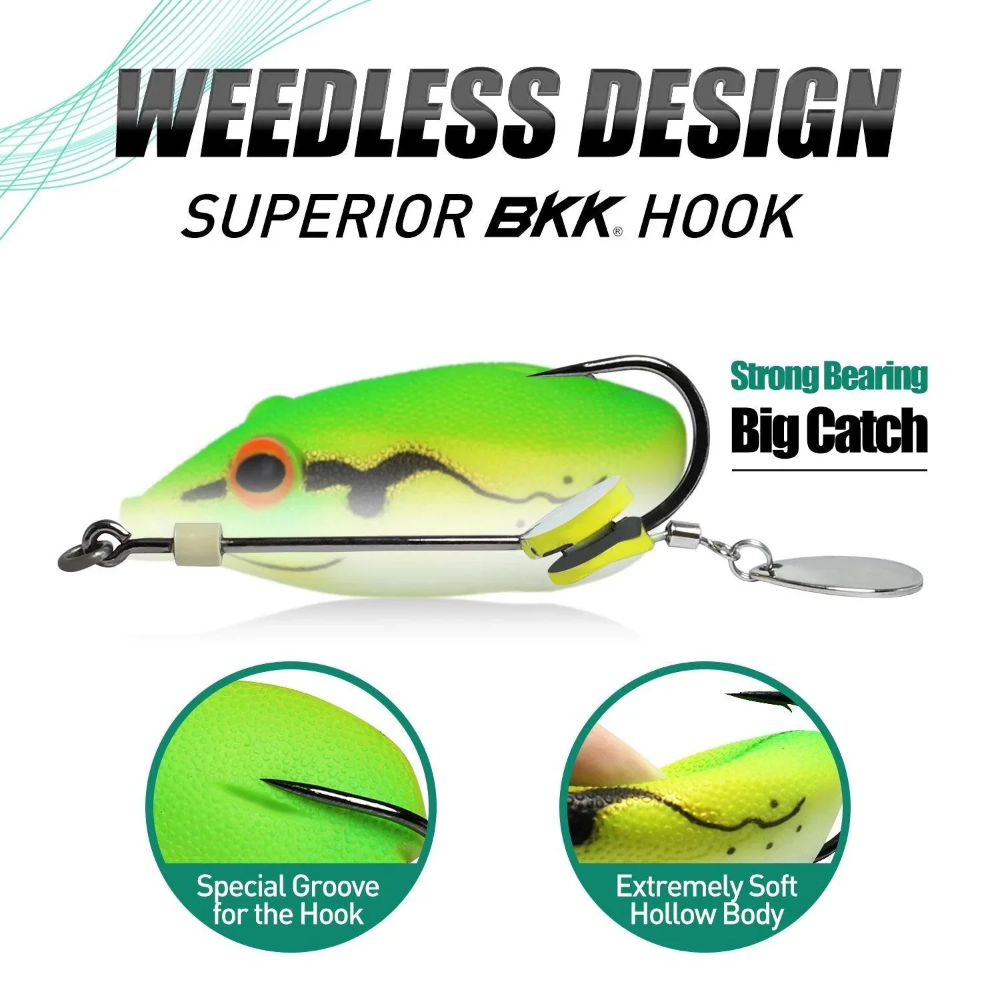 Weedless Frog Lure with BKK Hook Spinner Tail