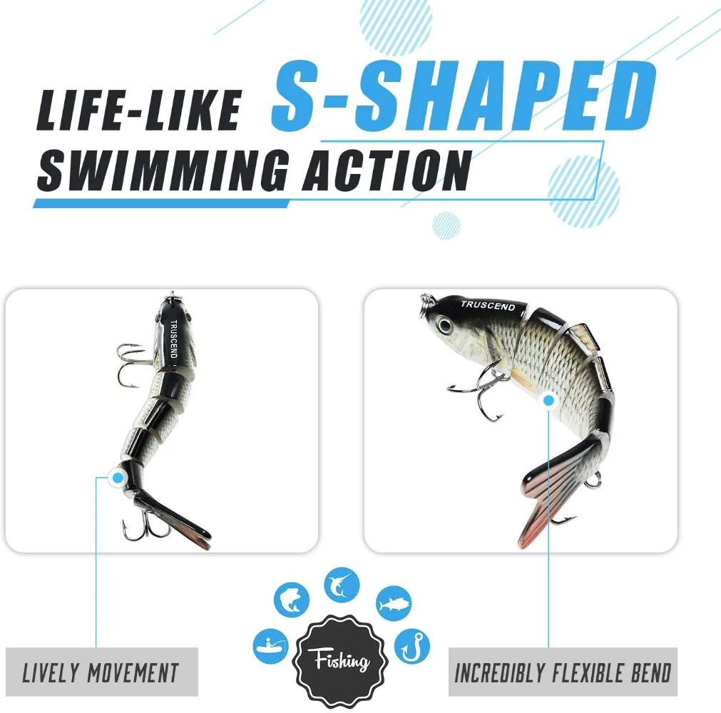 Señuelo de pesca de lubina segmentado TRUSCEND Swimbait multiarticulado 