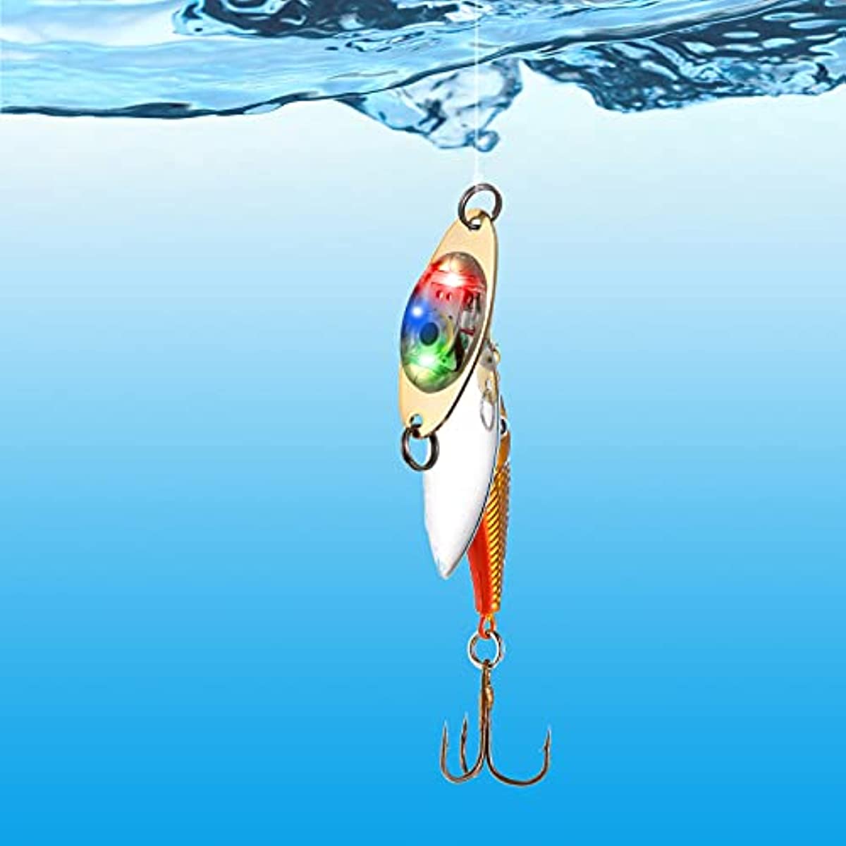 Señuelos de pesca LED Cucharas de pesca Intermitente subacuático Intermitente de fletán bajo Trolling de agua salada Luz de pesca de caída profunda Intermitente de cebo con luz LED