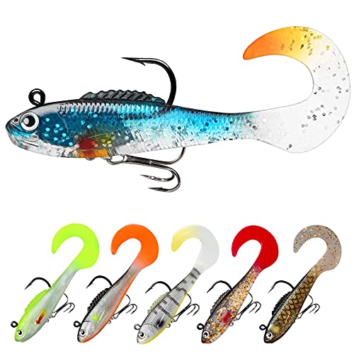 TRUSCEND Pre-Rigged Jig Head Soft Fishing Lures