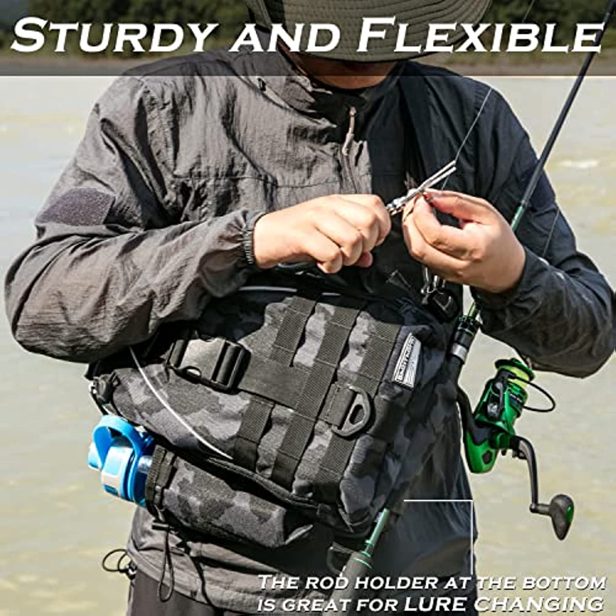 Fishing Backpack Tackle Sling Bag - Fishing Backpack with Rod Holder - Tackle Box Fly Fishing Gifts for Men Women