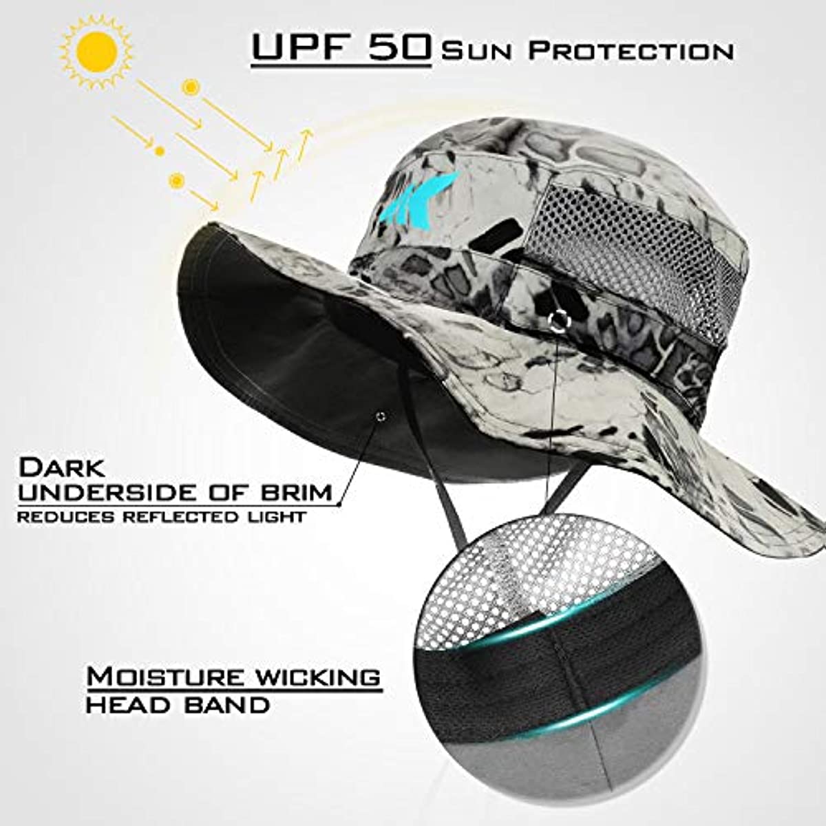 Sombrero Boonie Sol Armis UPF 50 - Sombrero de protección solar, sombrero de pesca, sombrero de playa y senderismo, sombrero para remo, kayak