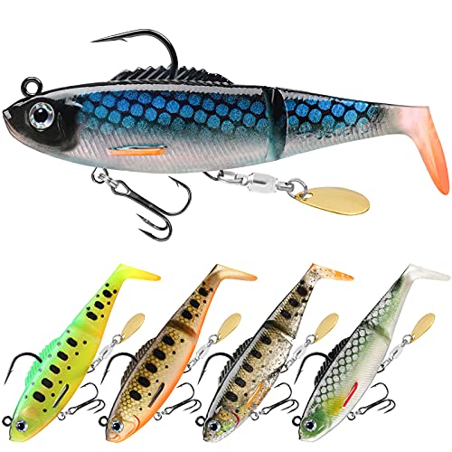 TRUSCEND Pre-Rigged Jig Head Soft Fishing Lures