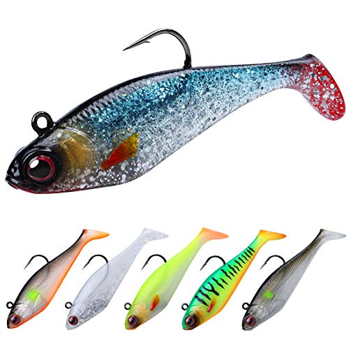 TRUSCEND Pre-Rigged Jig Head Soft Fishing Lures