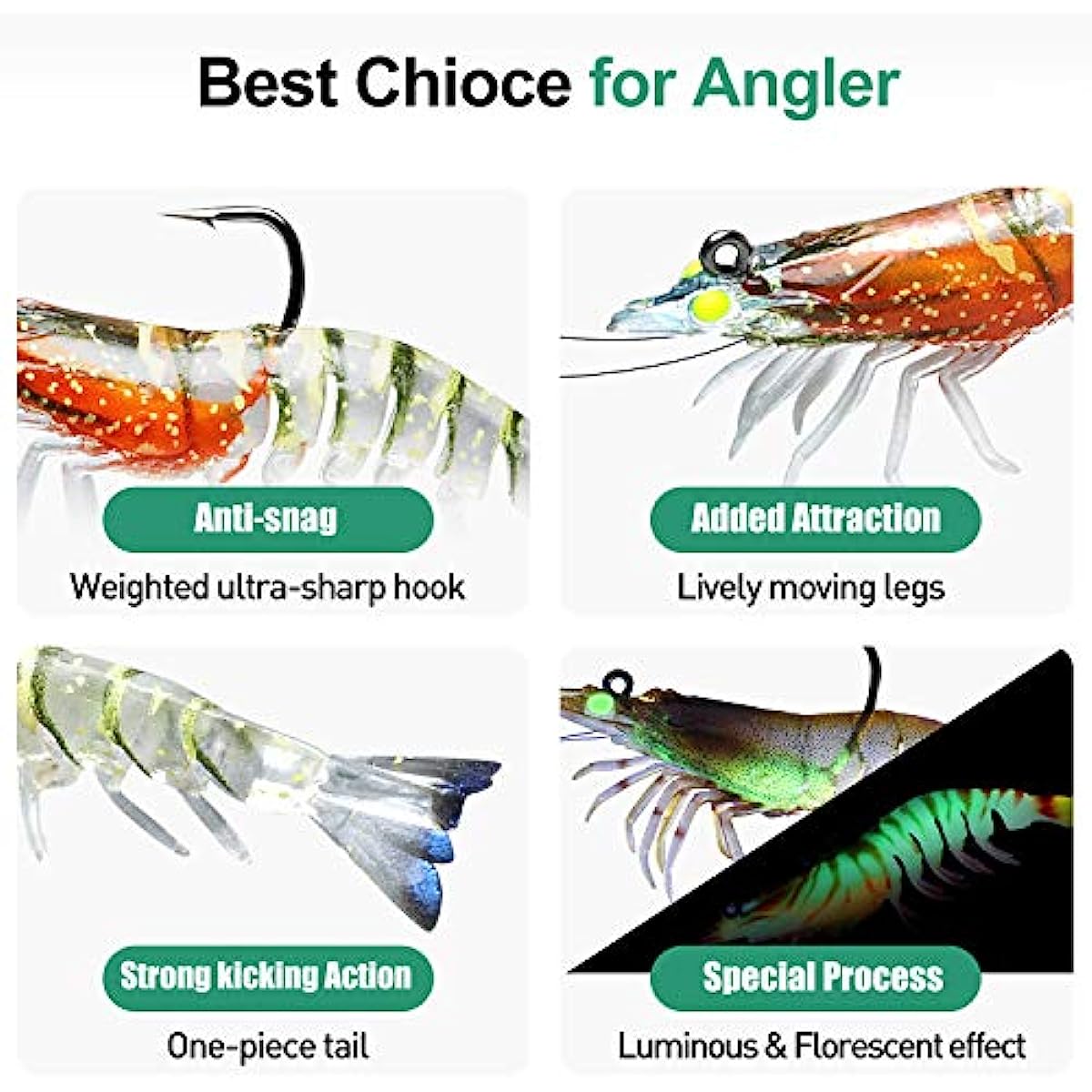 TRUSCEND Pre-Rigged Crayfish Soft Lures with VMC Hook