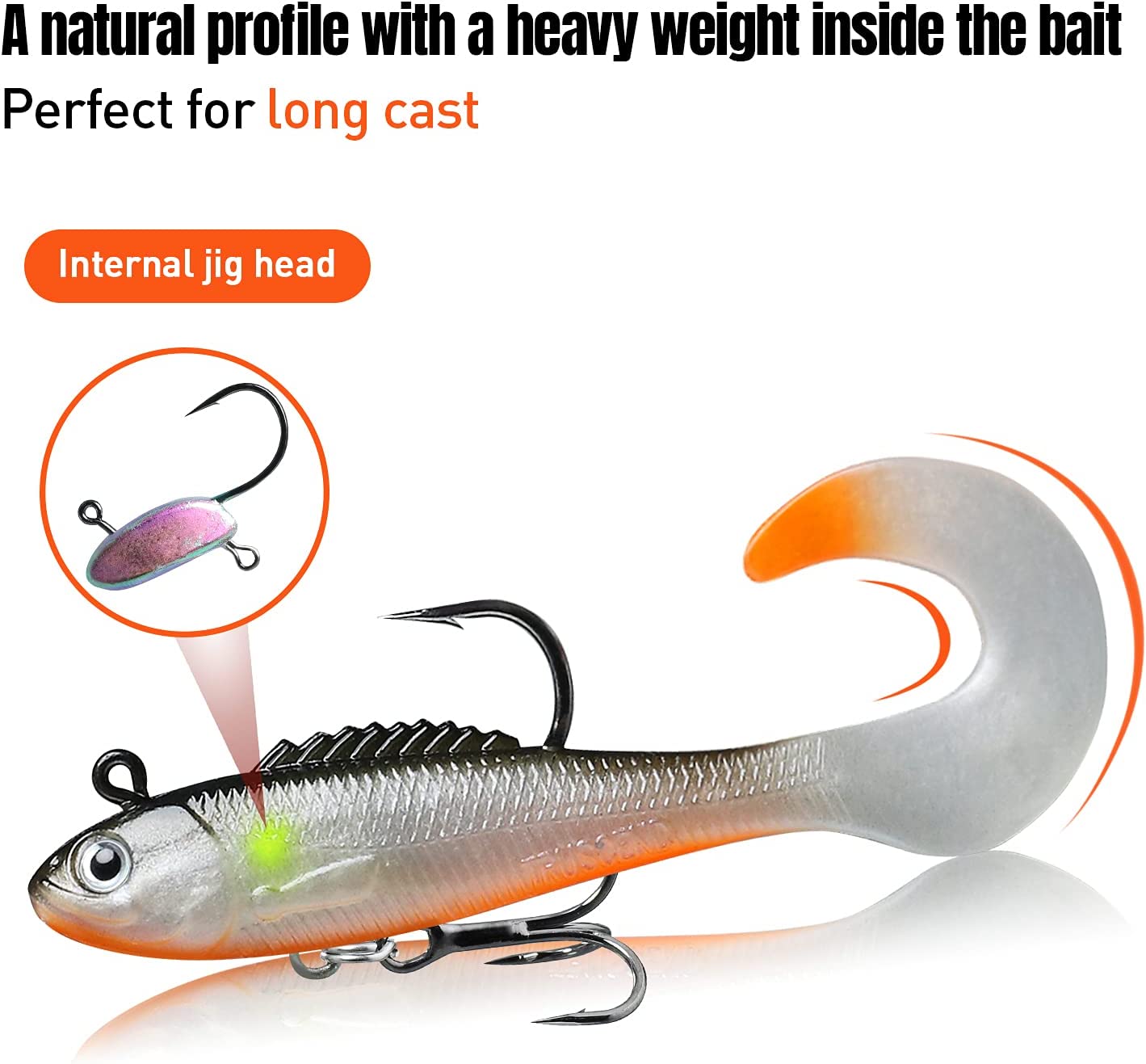 TRUSCEND Pre-Rigged Jig Head Soft Fishing Lures