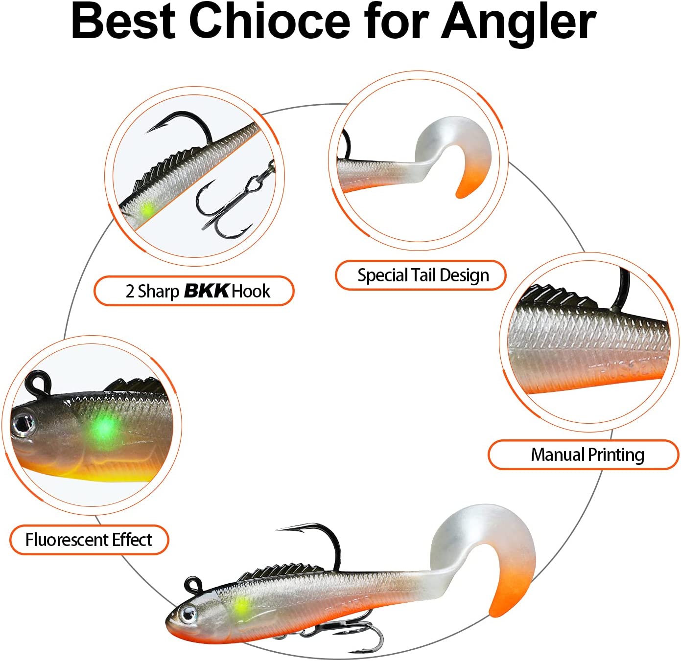 TRUSCEND Pre-Rigged Jig Head Soft Fishing Lures