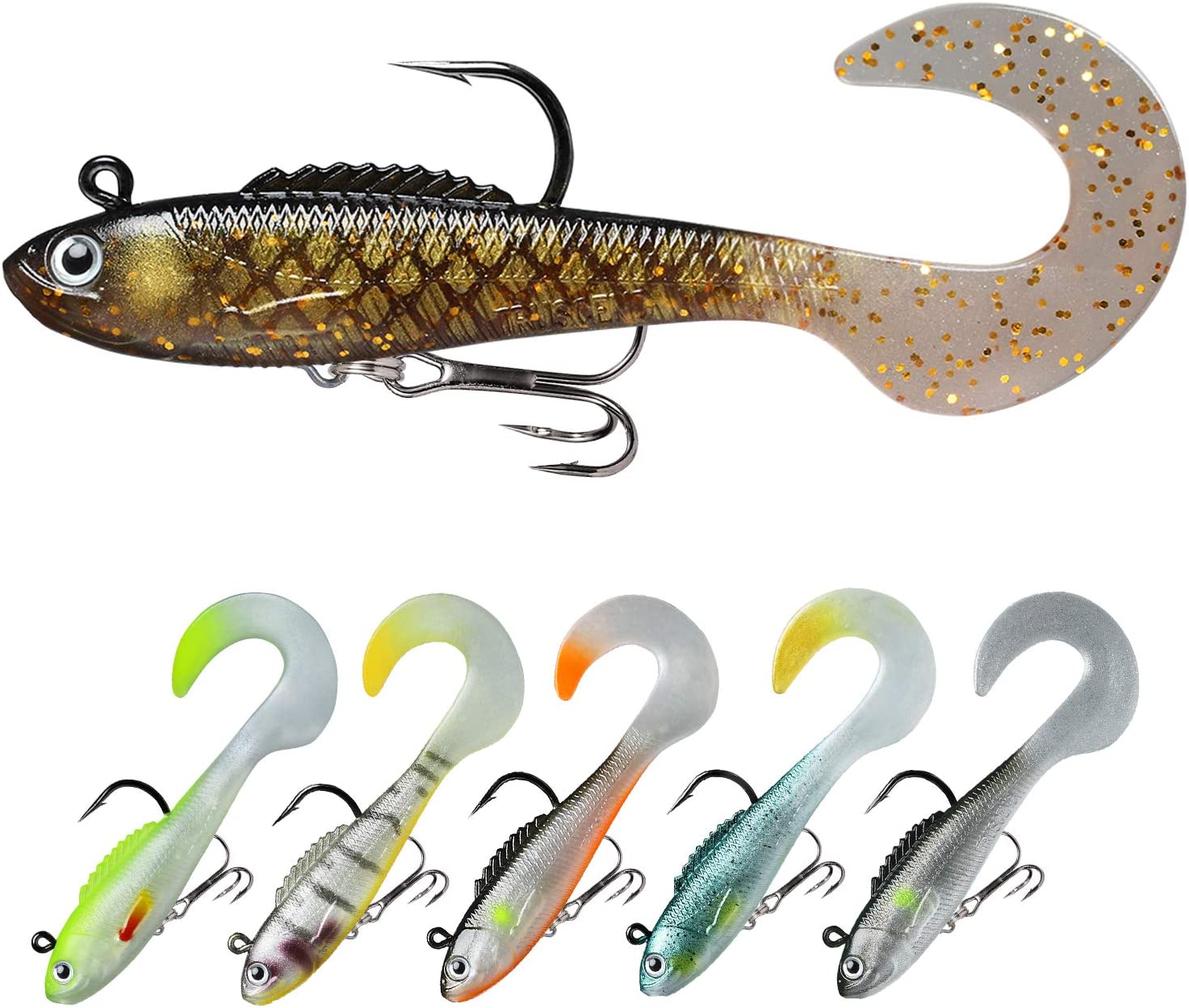 TRUSCEND Pre-Rigged Jig Head Soft Fishing Lures