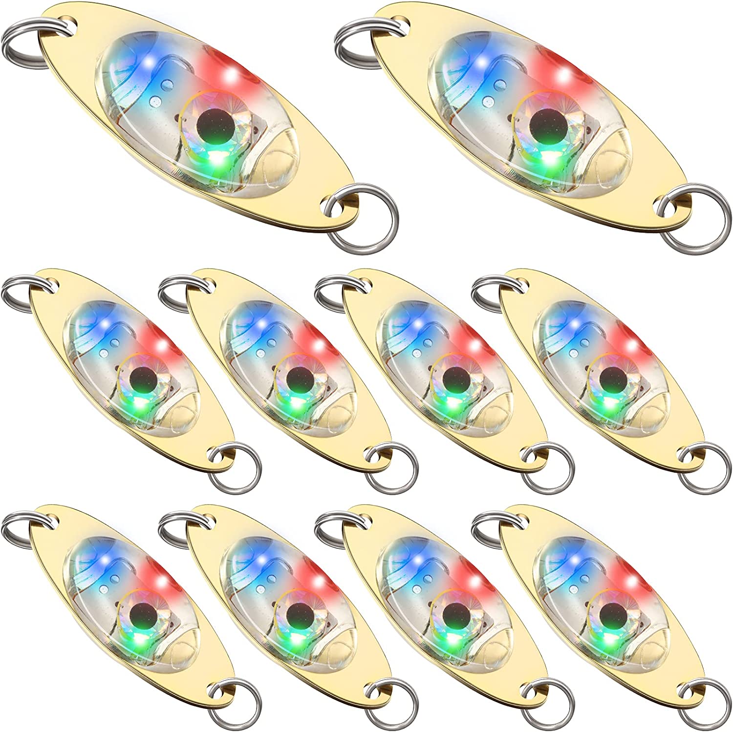 LED Fishing Lures Fishing Spoons Underwater Flasher Bass Halibut Flasher Saltwater Trolling Deep Drop Fishing Light LED Lighted Bait Flasher