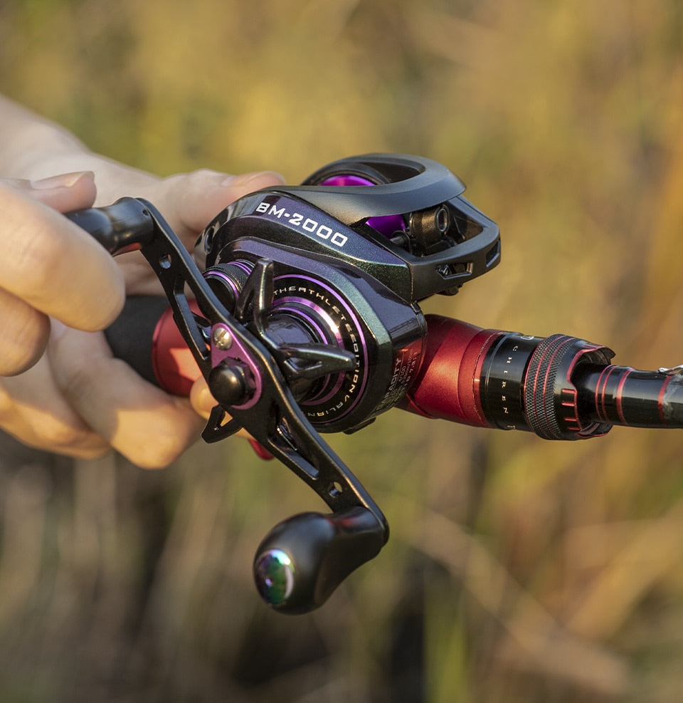 New Baitcasting Reel BM2000 5+1BB Purple Gradient 7.3:1 Drag 8kg Fishing Reel For Saltwater Reel Casting Carp Fishing