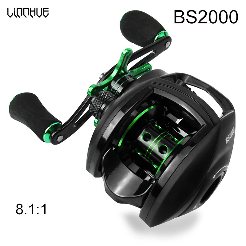 Carrete Baitcasting BS2000 8.1:1 Alta Velocidad 8KG Arrastre Máximo Agua Dulce Agua Salada 