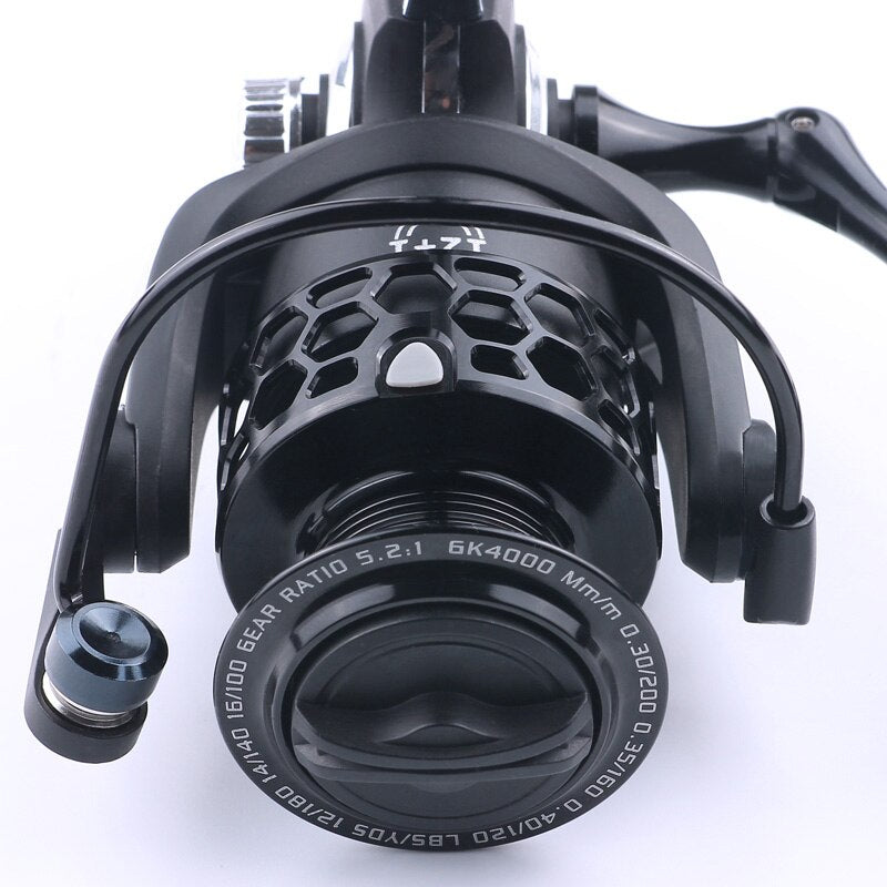 LINNHUE Fishing Reel GK1000-7000 5.2:1 Metal Spool Body Handle 8KG Ma ...