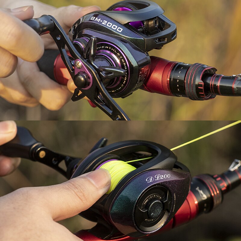 New Baitcasting Reel BM2000 5+1BB Purple Gradient 7.3:1 Drag 8kg Fishing Reel For Saltwater Reel Casting Carp Fishing