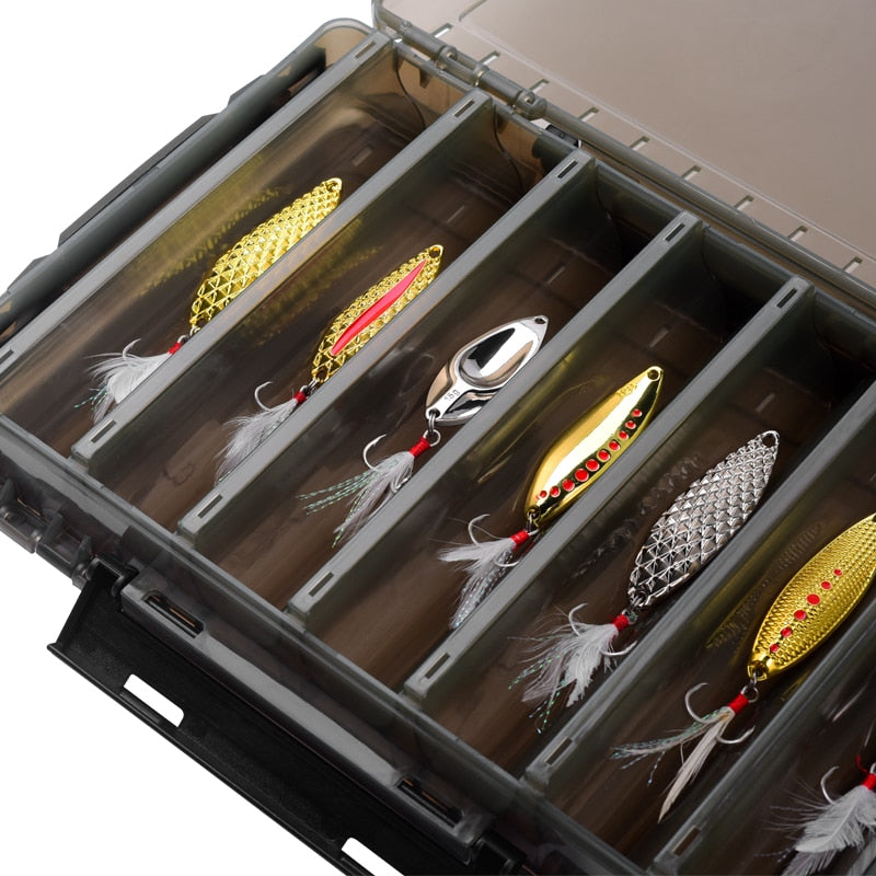 Plastic Fishing Lure Box Double Sided Minnows Bait Hooks Spinner Lures Frogs Boxes For Fishing Tackle Container