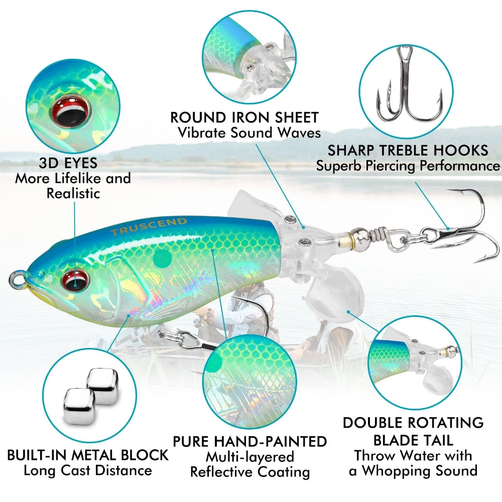 TRUSCEND Topwater Revenge Plopper Lure Double Blade