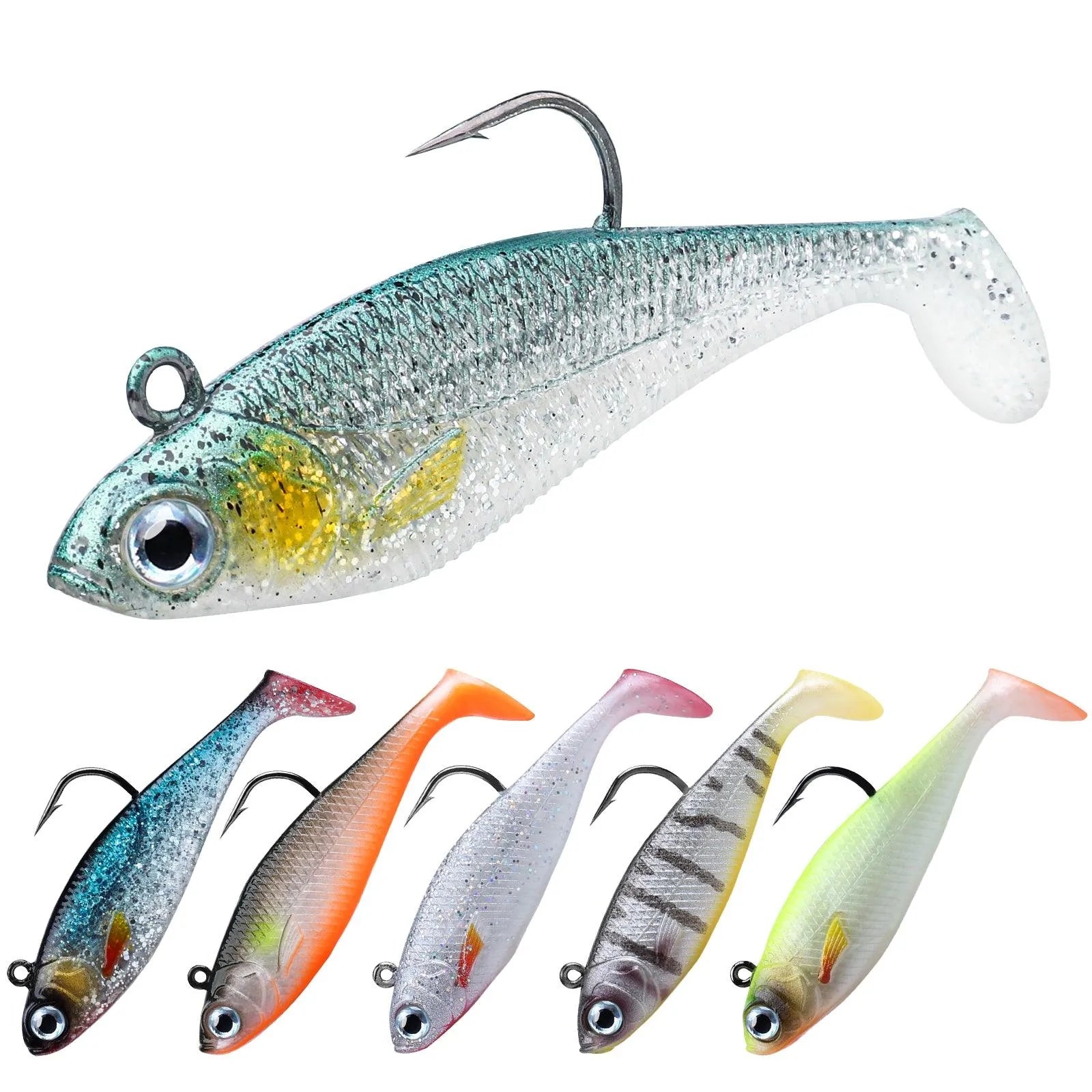 Señuelo de pesca Jig Head Paddle Tail Swimbait para lubina