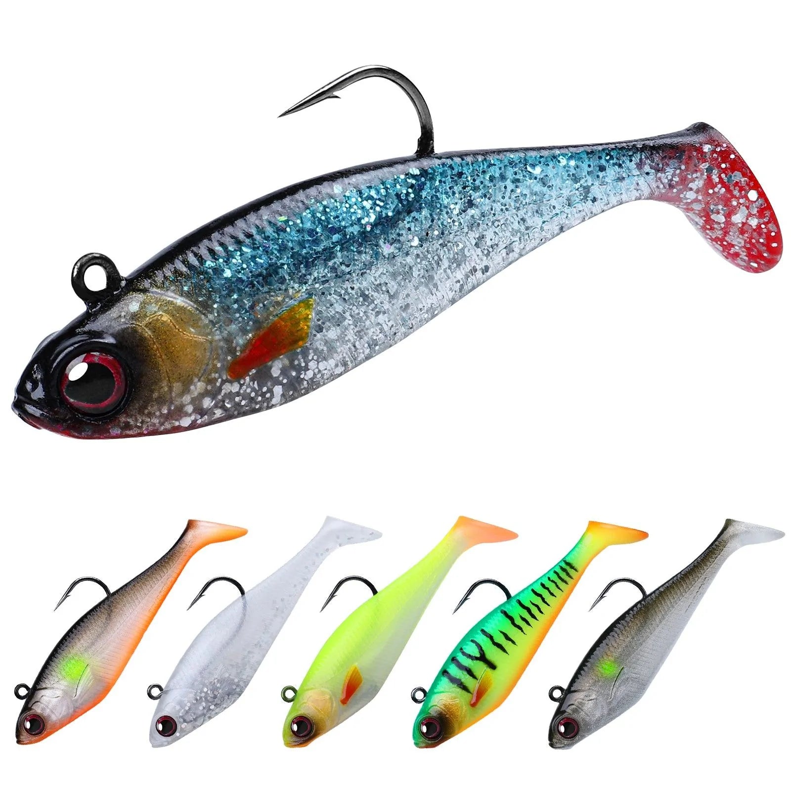 Señuelo de pesca Jig Head Paddle Tail Swimbait para lubina