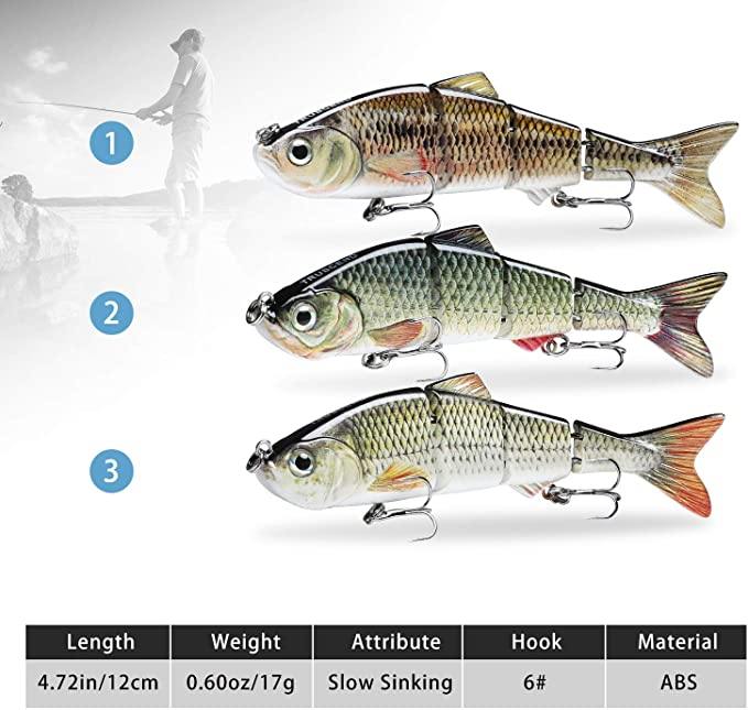 Metal Jointed Swimbait Bionic Bass Fishing Lure-3Pcs