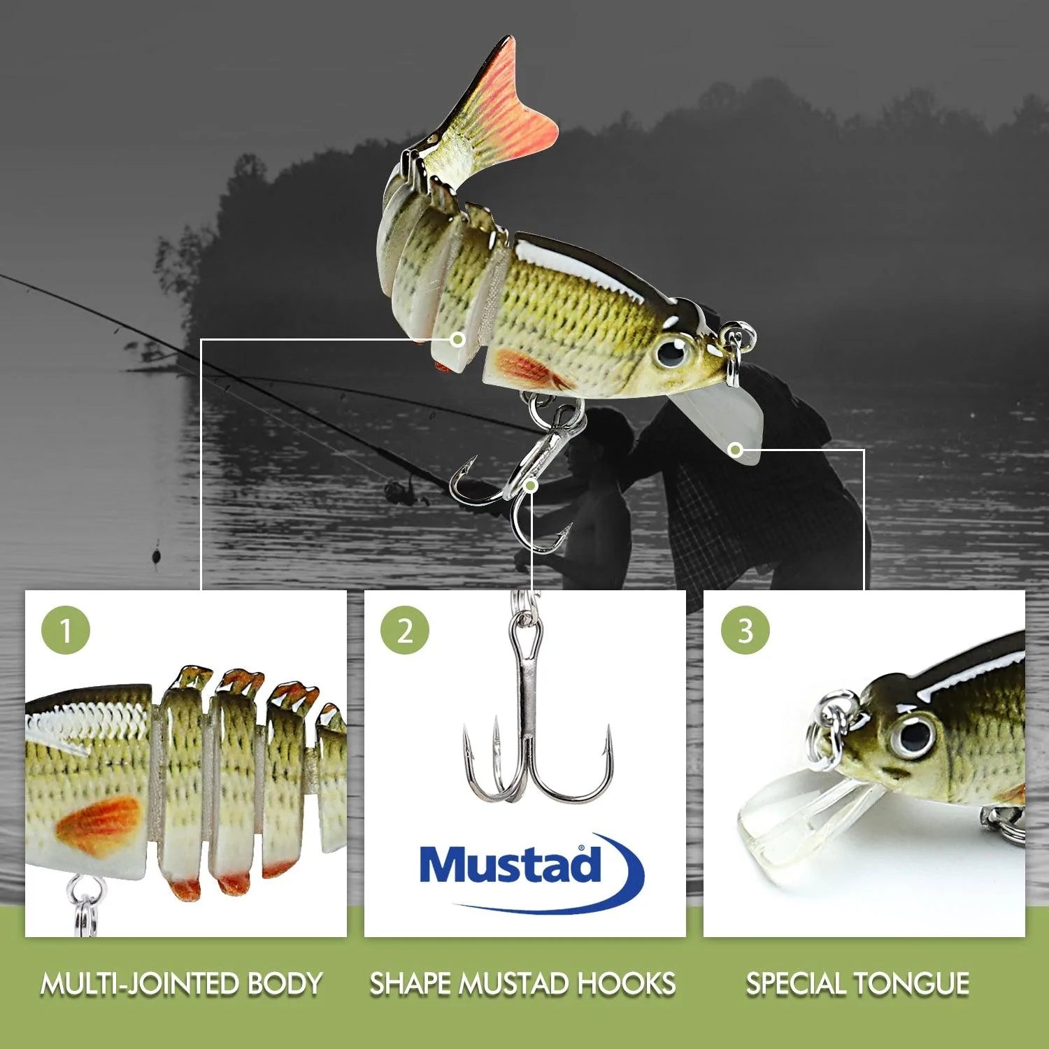 Señuelo de pesca biónico Swimbait microarticulado para lubina-4 piezas 