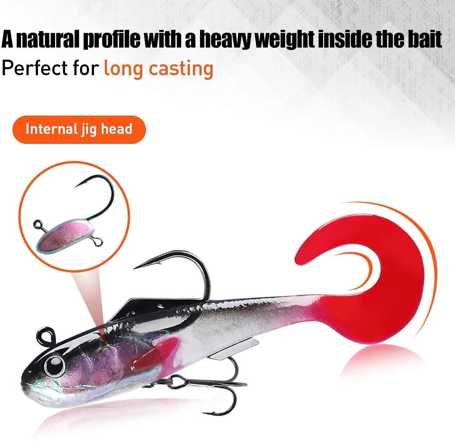 TRUSCEND Soft Plastic Curly Tail Swimbait Bass Fishing Lure