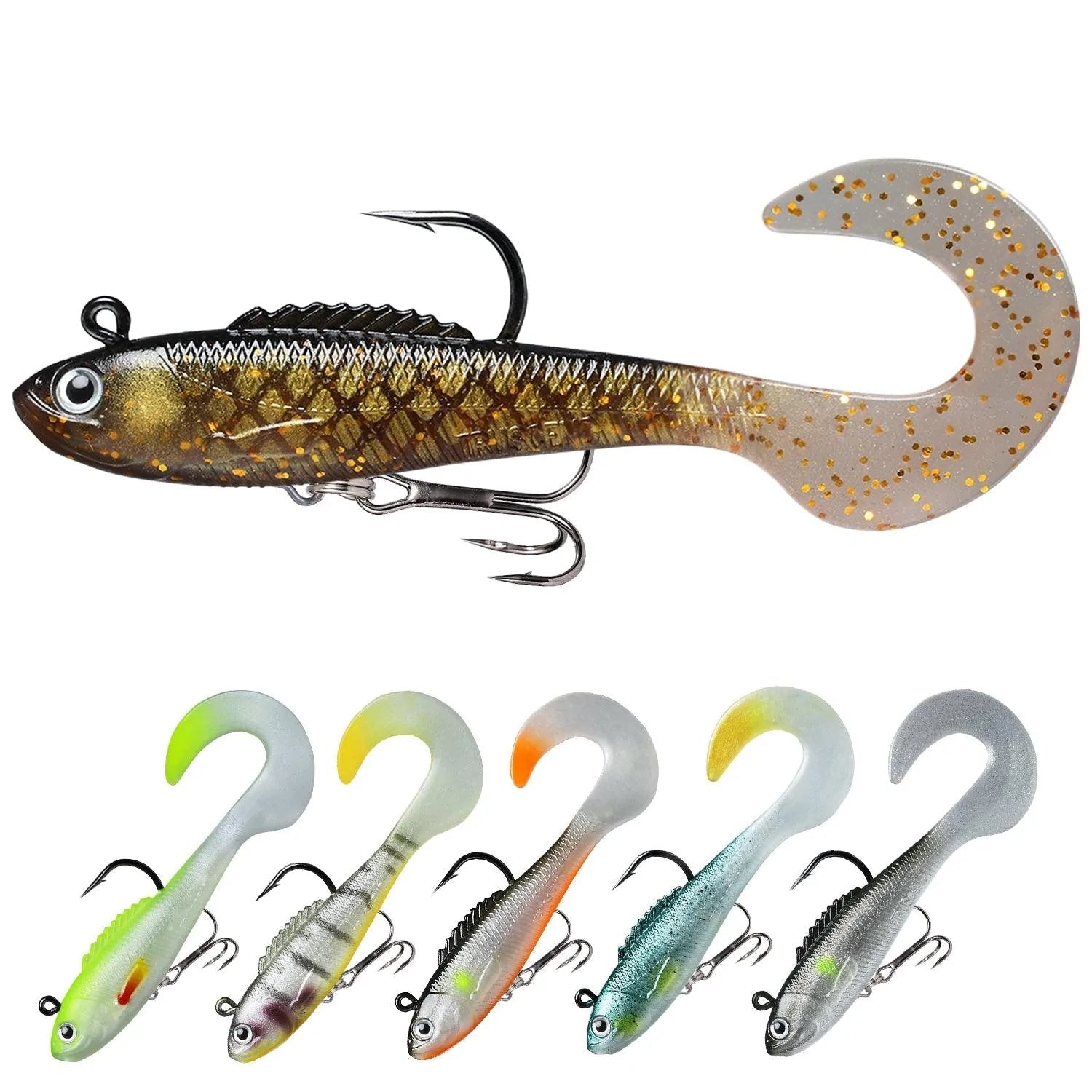 TRUSCEND Soft Plastic Curly Tail Swimbait Bass Fishing Lure