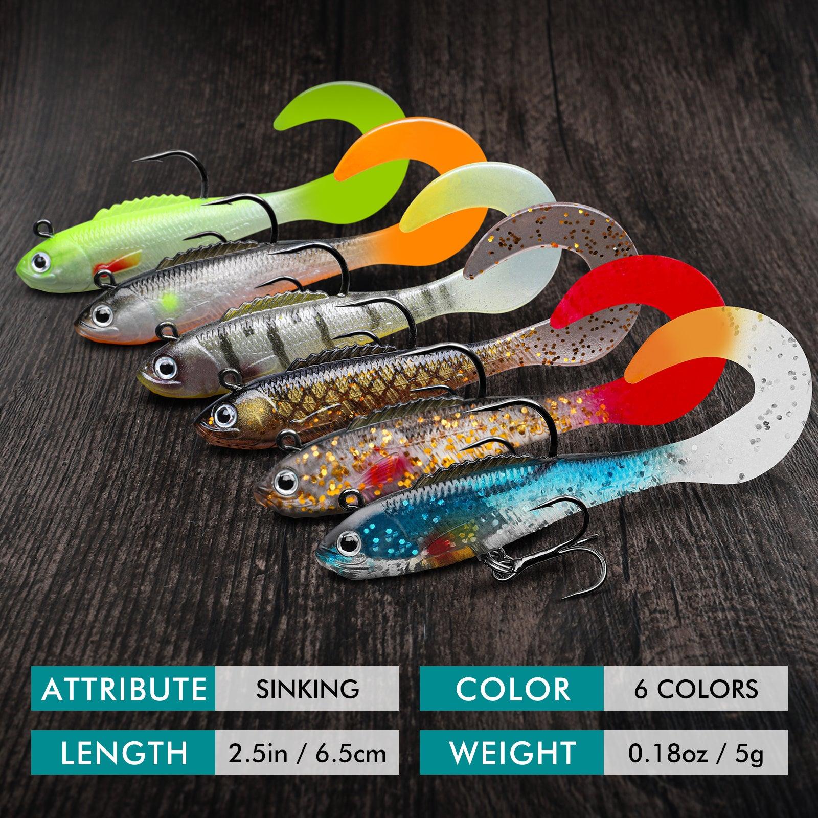 TRUSCEND Soft Plastic Curly Tail Swimbait Bass Fishing Lure