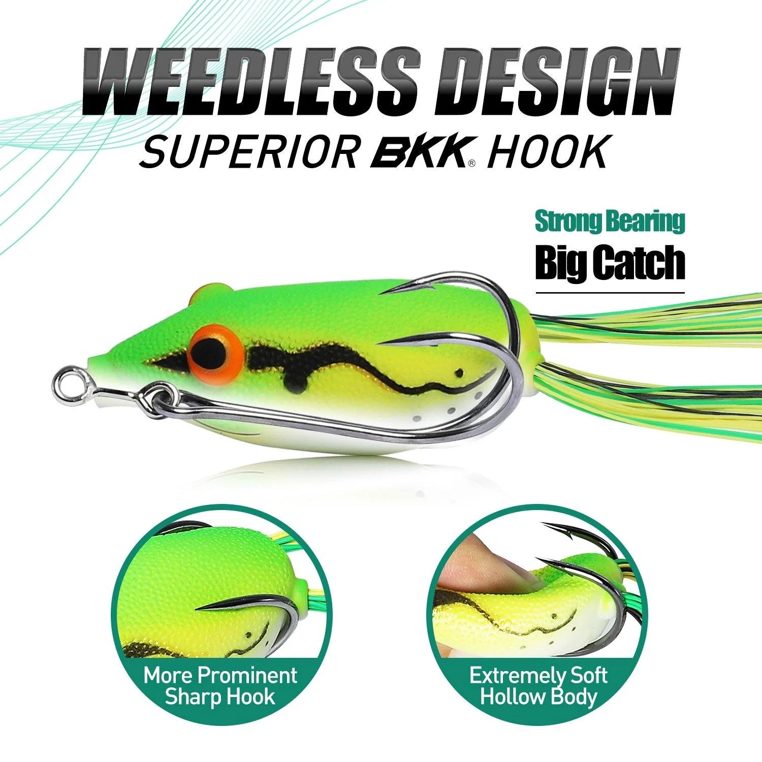 Topwater Weedless Frog Lure with Skirt Tail